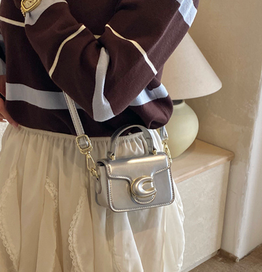 Mini Structured Top Handle Bag with Embossed Logo Detail