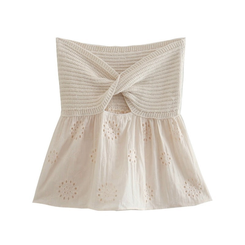 Embroidery Front Cut Top
