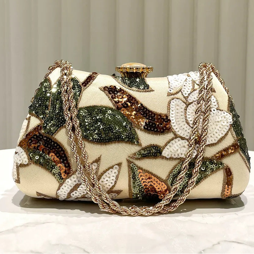 Gold Sequin Clutch Bag for Women