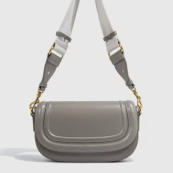 Women's Cream & Tan Leather Crossbody Bag with Gold Hardware