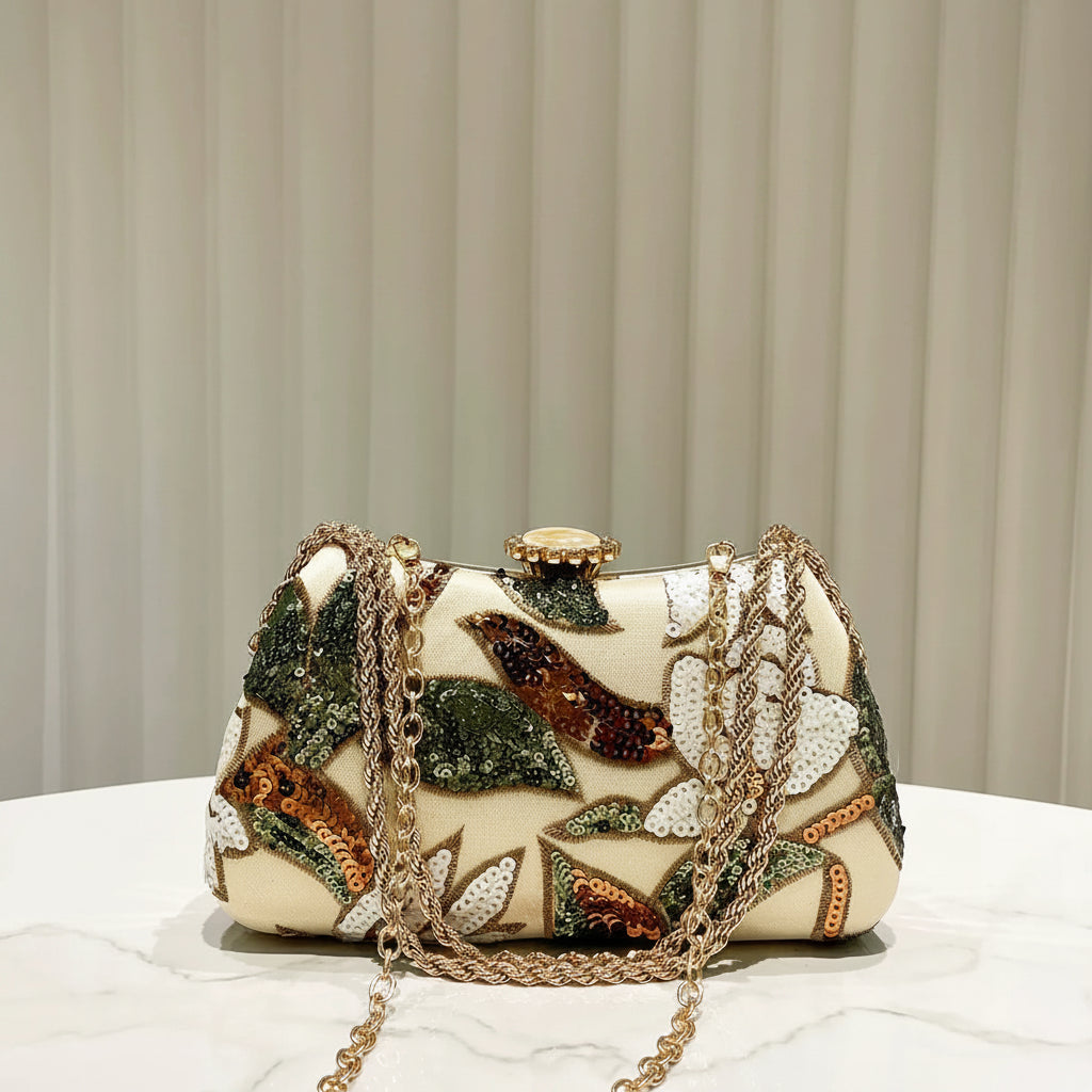 Gold Sequin Clutch Bag for Women