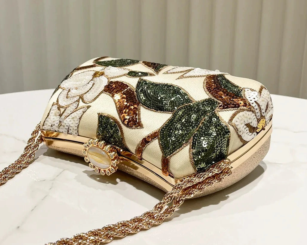 Gold Sequin Clutch Bag for Women