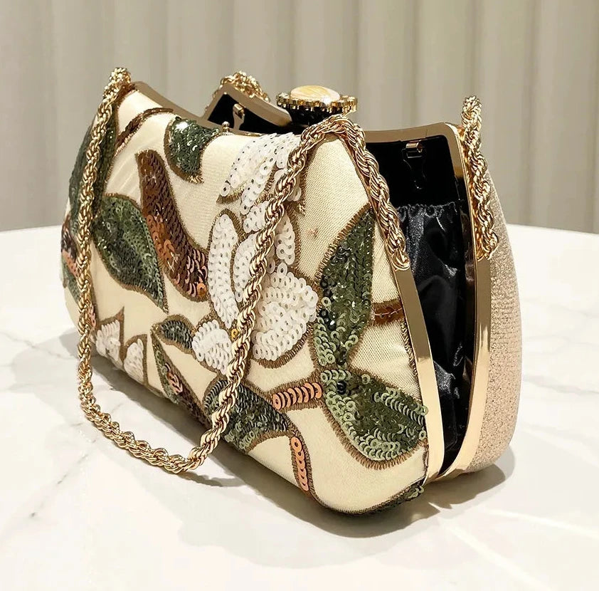 Gold Sequin Clutch Bag for Women