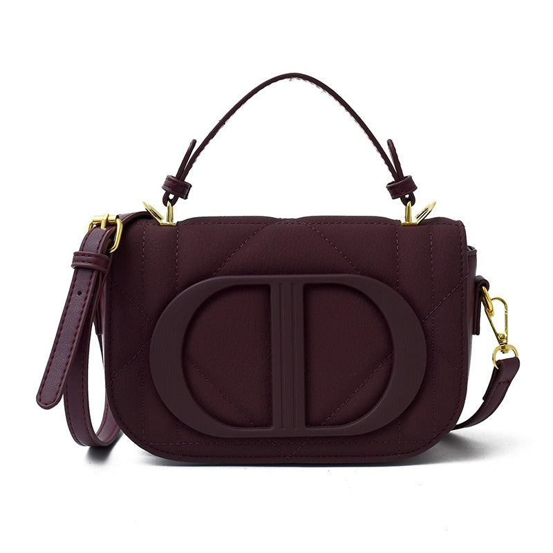 Quilted PU Leather Top Handle Crossbody Bag with Logo Detail