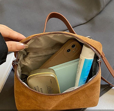 Suede Mini Box Bag Women Small Crossbody Shoulder Bag with Bear Charm